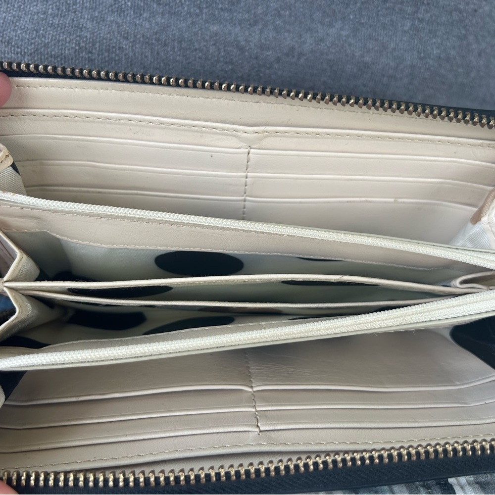 kate spade Cream and Black Striped Patent Zip Wallet - Picture 3 of 5